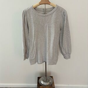 LOFT Gray Relaxed Puff Sleeve Hoodie